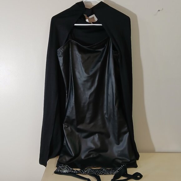 Black Spirit Halloween dress large - black hooded cape & sash (see description) - Picture 1 of 7
